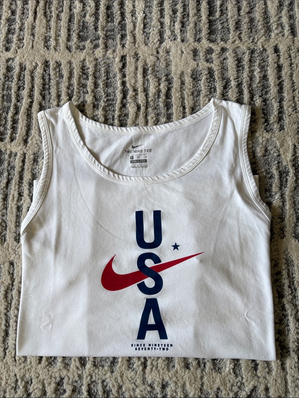 Nike Women’s Sleeveless Top with Navy USA Letters and Red Swoosh